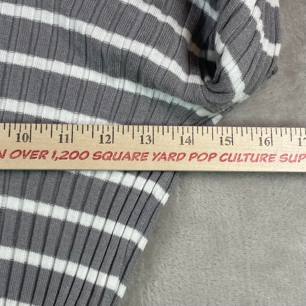 Apt. 1 Grey white striped off the shoulder sweater stretch xs twee - Picture 3 of 4